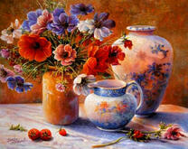 Натюрморт с маками и полевыми цветами