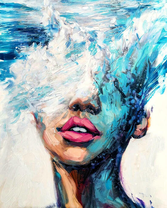 Картина по номерам 40x50 Лицо девушки и океан