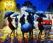 Холодный вечерний дождь в городе