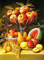 Ваза с яблоками и вишнями