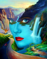 Девушка и красивая природа гор