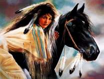 Индианка на чёрной лошади