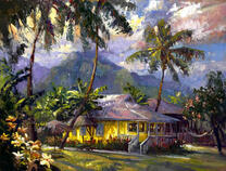 Домик на тропическом острове у горы