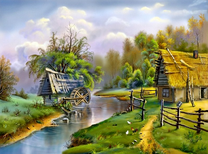 Старая водяная мельница на небольшой реке