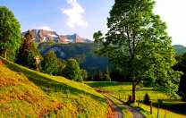 Проселочная дорога вдоль холма