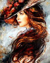 Девушка в шляпке с цветами