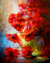 Большие красные маки в вазе