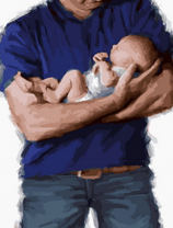 Папа с новорожденным малышом