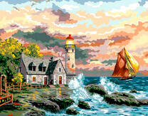 Парусник возле маяка