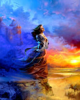 Девушка на скале над морем