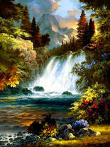 Бурный спуск реки в горах