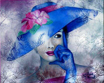 Женщина в синей шляпе