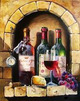 Красное вино, сыр и виноград