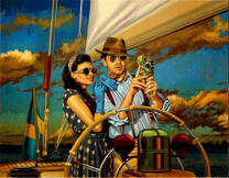 Прогулка на яхте с ретро камерой