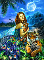 Фея играет с тиграми