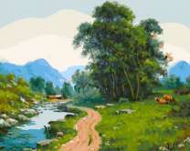 Коровы пасутся на летнем лугу