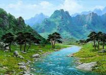 Река протекающая между двух гор