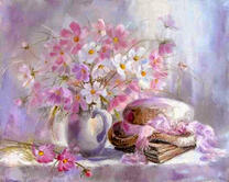 Розовый букет и шляпка