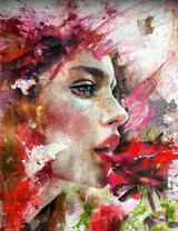 Девушка с алыми цветами