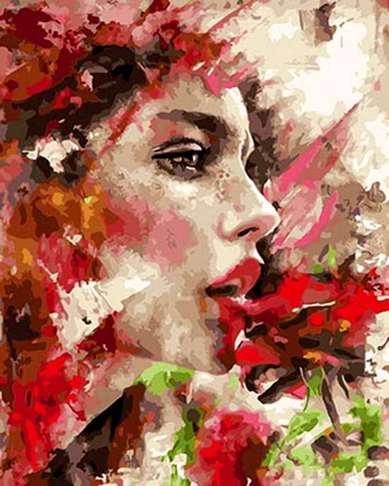 Картина по номерам 40x50 Изящная девушка и роза