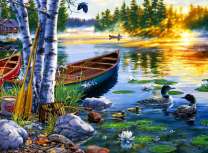 Рыбацкое озеро с дикими утками