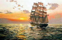 Корабль в сером море