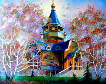 Деревянная церковь с колоколами