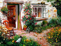 Домик в деревне в цветах