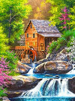 Водяная мельница в лесу