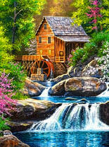 Мельница в летнем лесу