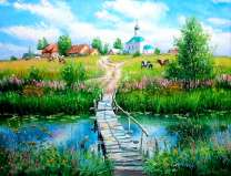 Мостик в деревню через реку