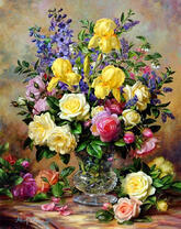 Летний букет в прозрачной вазе