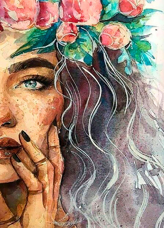 Картина по номерам 40x50 Девушка с венком из пышных роз