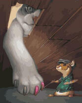 Кошка ловит мышонка