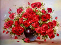 Букет красных роз в вазе