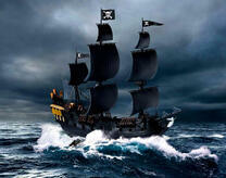 Пиратский корабль в море