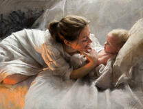 Мама играет с младенцем