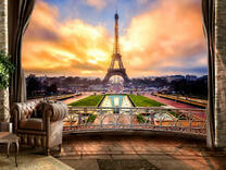 Раннее утро и прекрасный вид Парижа