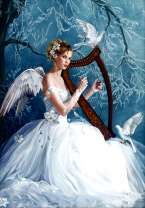 Белый ангел играет на арфе