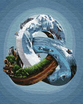 Слияние земли, воды и гор