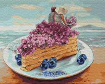 Пара у моря на кусочке торта