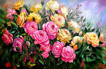 Кремовые и розовые розы