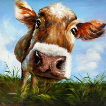 Любопытная бурёнка на лугу