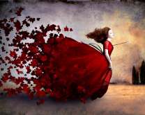 Девушка в платье из осенних листьев