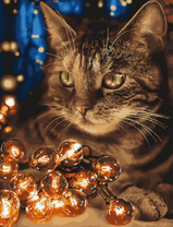 Кот с гирляндой