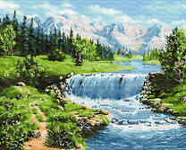 Река на фоне заснеженных гор