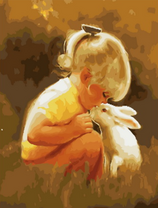 Милая девочка с белым кроликом