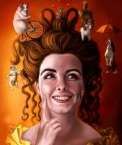 Девушка с собаками в прическе