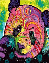 Панда в разноцветных узорах