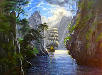 Корабль среди скал